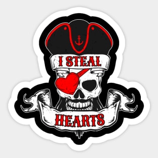 I Steal Hearts Pirate - Valentine's Day Love Skull Sticker